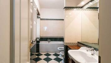 Bañera con ducha, bañera de hidromasaje, secador de pelo, bidet