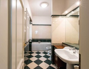 Bañera con ducha, bañera de hidromasaje, secador de pelo, bidet