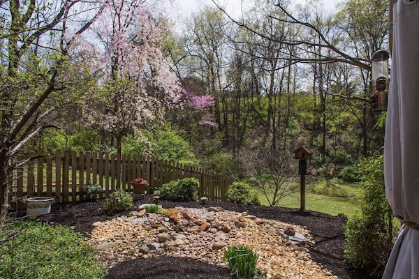 Enjoy your morning cup of coffee on the patio and enjoy the view. This rock garden is directly to the left of patio and view right outside bedroom window.