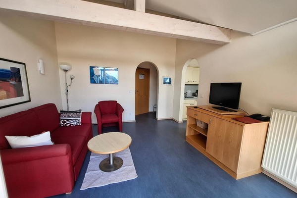 Zweiraumappartement Nr. 6 (43qm) mit Glasfront zum Balkon-Wohnzimmer App. 6