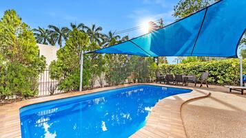 Outdoor pool, pool loungers