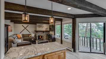 Condo, Multiple Beds (Willow View Flat at Frisco) | Living area | Flat-screen TV, fireplace