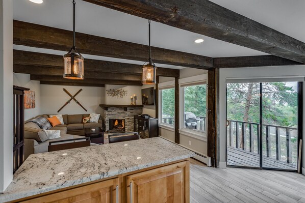 Condo, Multiple Beds (Willow View Flat at Frisco) | Living area | Flat-screen TV, fireplace