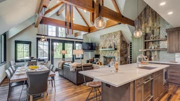 House, Multiple Beds (Aussie Elegance at Slopeside) | Living area | Flat-screen TV, fireplace