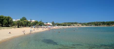 On the beach, beach towels
