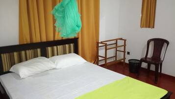 Blackout curtains, iron/ironing board, bed sheets