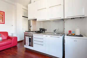 Apartamento, 1 quarto, para não fumantes | Cozinha privada | Geladeira grande, fogão, cooktop, chaleira elétrica