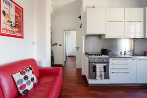 Apartamento, 1 quarto, para não fumantes | Cozinha privada | Geladeira grande, fogão, cooktop, chaleira elétrica