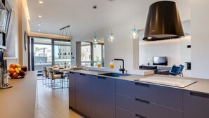 Luxury Apartment, 3 Bedrooms, Hot Tub, Partial Sea View | Private kitchen | Espresso maker, coffee/tea maker, full-sized fridge, microwave - Shell Luxury Residences (Zadar)