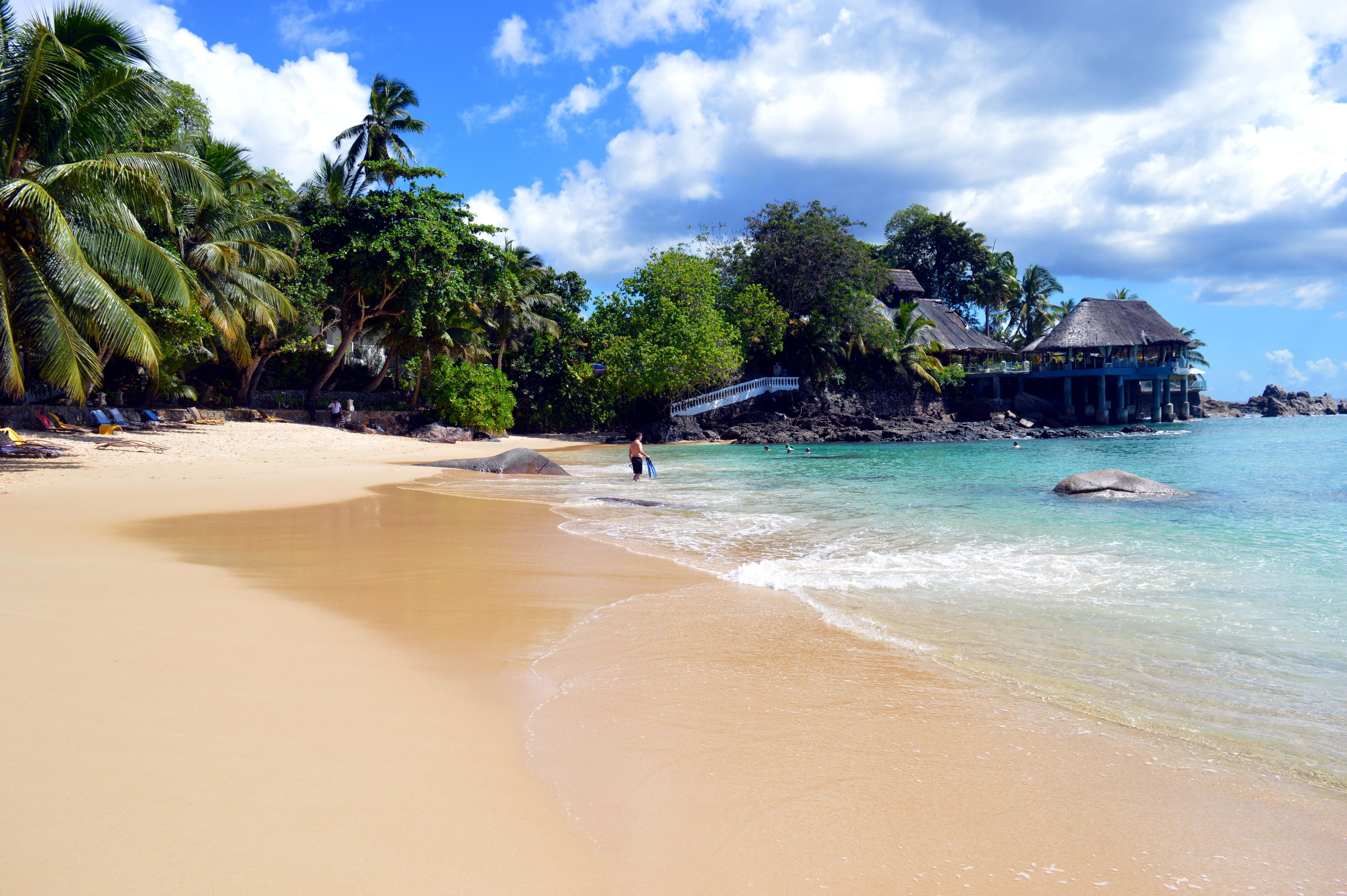 On the beach, white sand