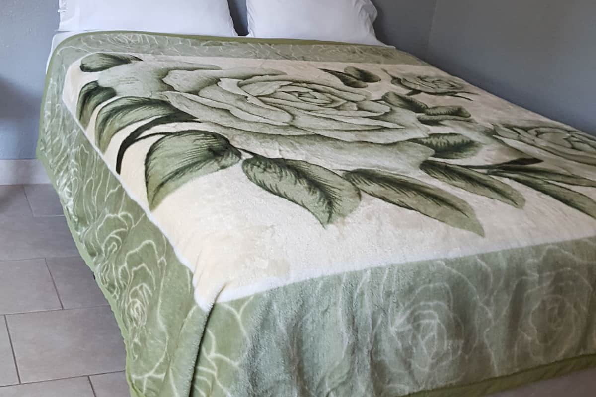 Desk, laptop workspace, free WiFi, bed sheets