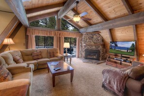 TV, fireplace