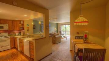 Microwave, stovetop, dishwasher, coffee/tea maker