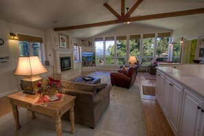 TV, fireplace