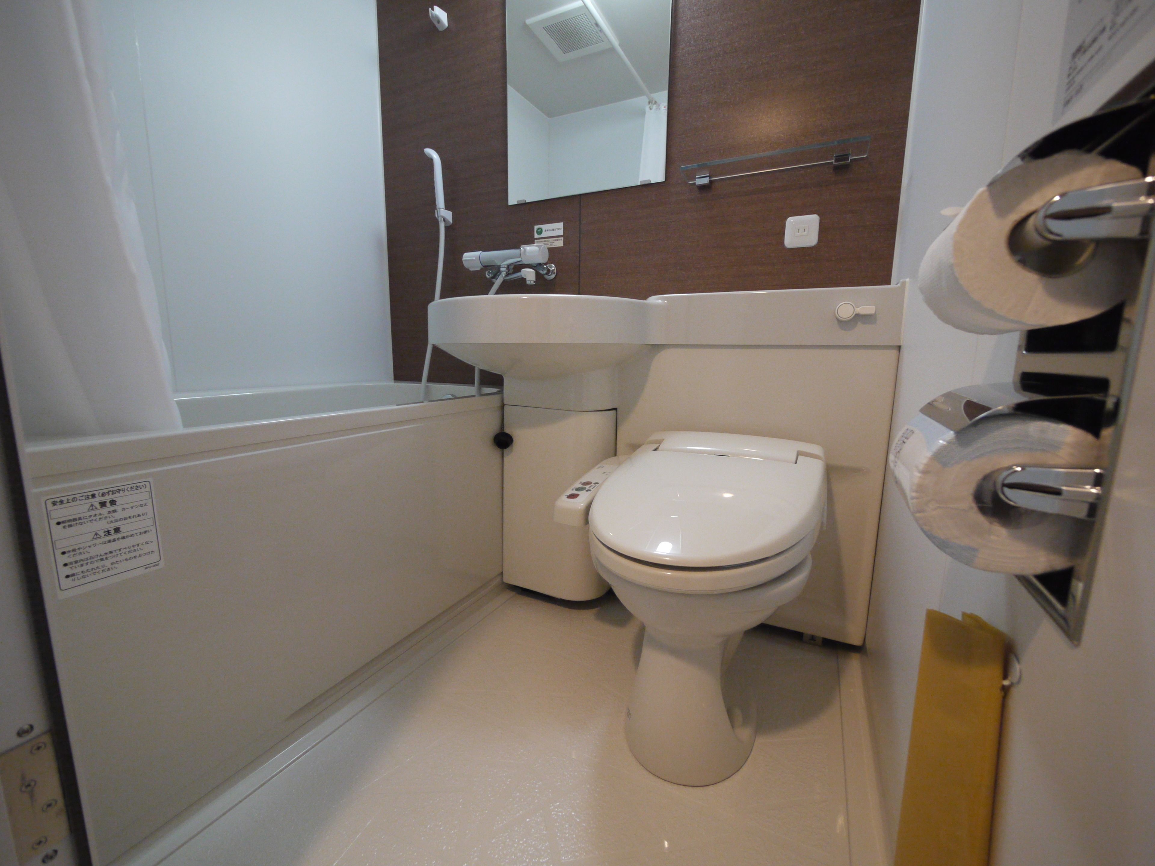 combined shower/bathtub, free toiletries, hair dryer, slippers