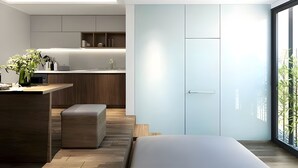 Apartemen, 1 kamar tidur | 1 kamar tidur, seprai premium, busa memori, dan brankas