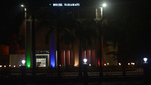 A hotel entrance with a sign reading "HOTEL SARAMATI" and a well-lit facade. - Hotel Saramati (Dimapur)