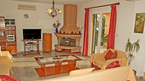 Panoramic Villa, 4 Bedrooms, Private Pool, Sea View | Living room | TV, fireplace - Villa Fantasia (Kefalonia)