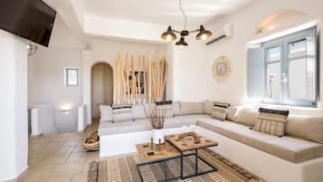 Luxury Villa, 4 Bedrooms, Private Pool, Sea View | Living area | 32-inch Smart TV with digital channels, TV, Netflix