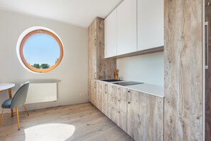 Apartment (52) | Private kitchen | Fridge, stovetop, electric kettle, cookware/dishes/utensils - Apartamenty Sun&Snow w Ves (Wladyslawowo)