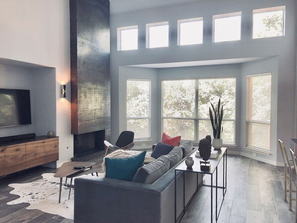 Cheminée, chaîne hi-fi