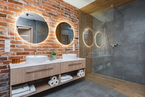 Family Apartment, 2 Bedrooms (13) | Bathroom | Shower, hair dryer, towels, soap