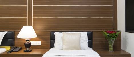 Free minibar items, blackout drapes, soundproofing, free wired internet