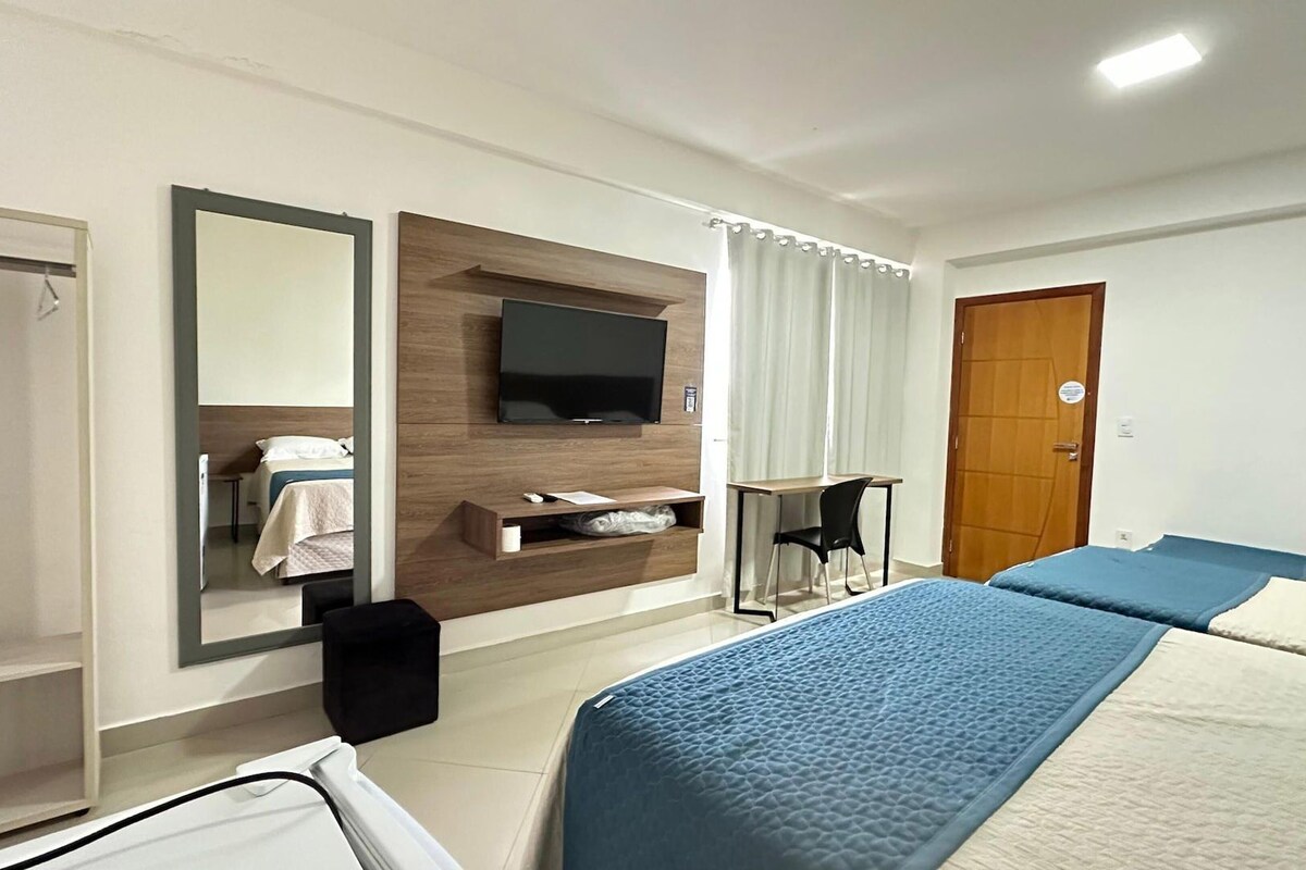 Desk, laptop workspace, WiFi (free), bed sheets
