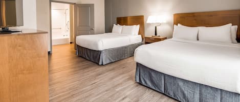Standard Room, 2 Queen Beds, Accessible, Non Smoking | Desk, laptop workspace, blackout drapes, iron/ironing board
