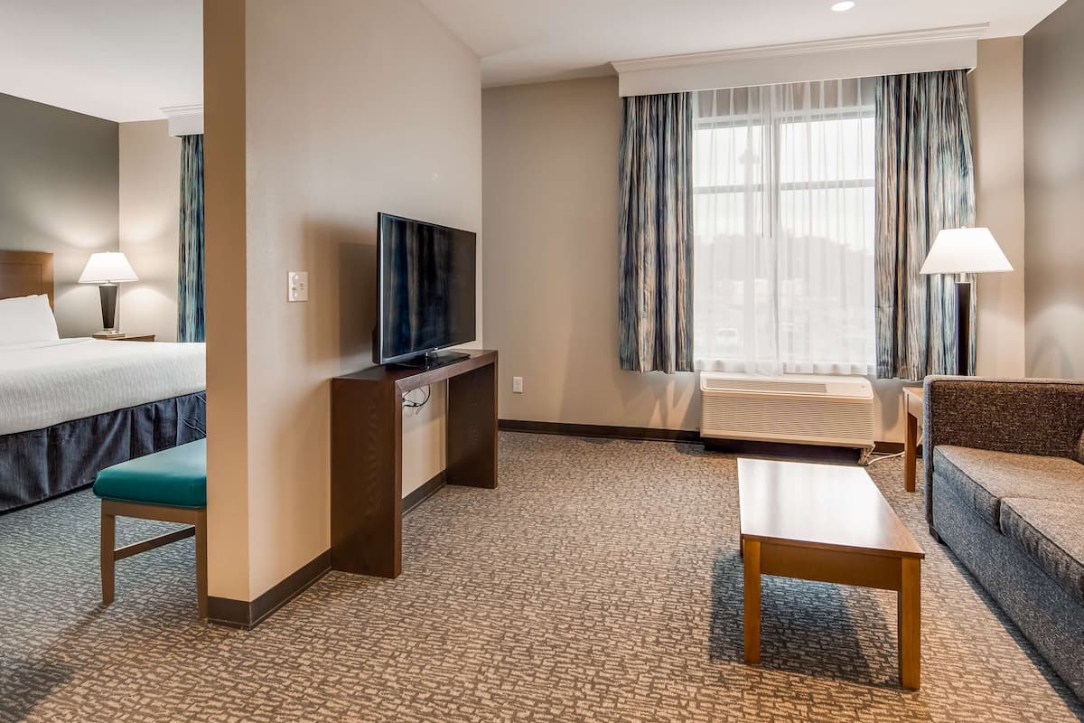 suite, 1 king bed with sofa bed, non smoking, kitchen (with sofabed) | desk, laptop workspace, blackout curtains, iron/ironing board