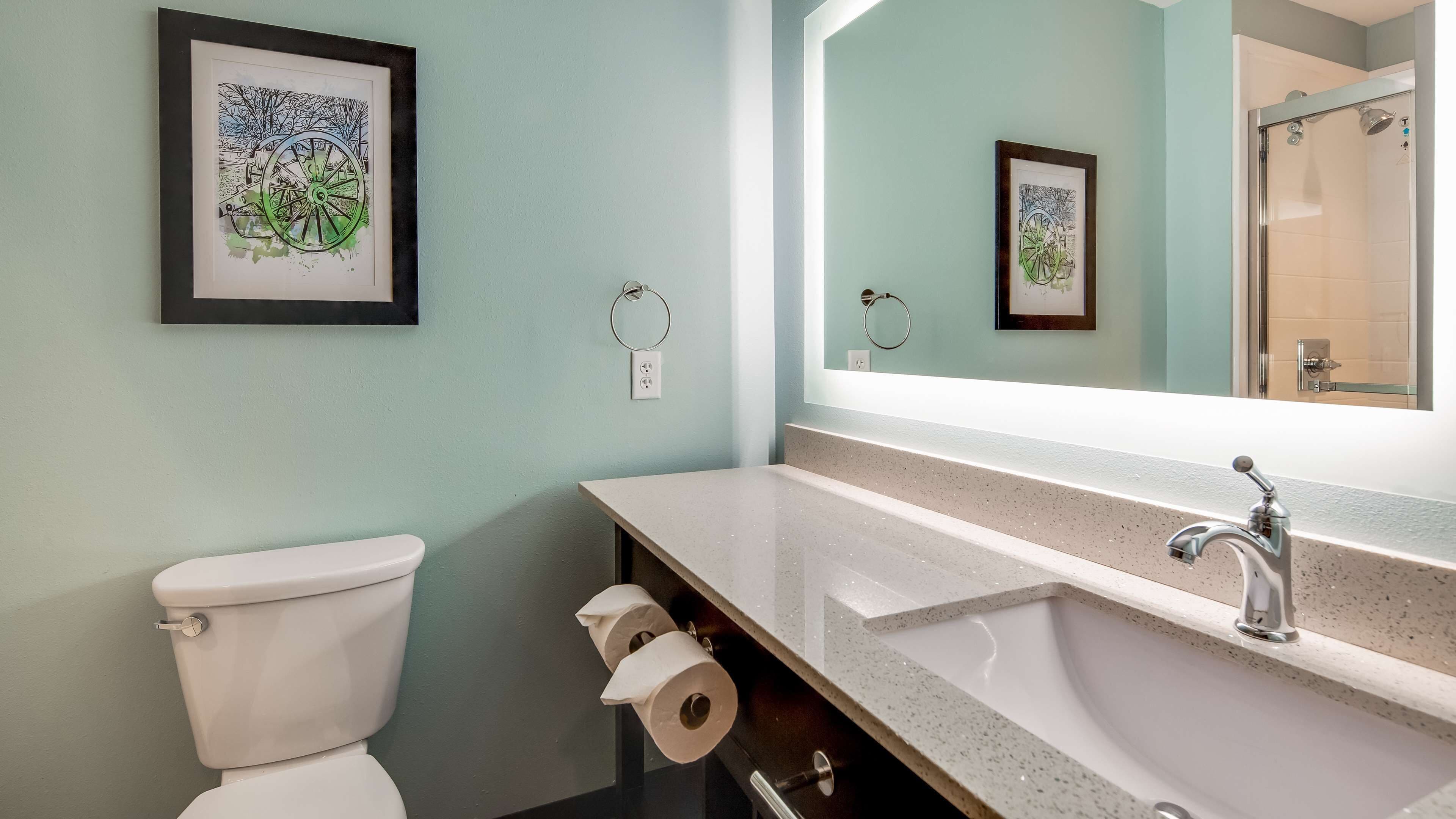 free toiletries, hair dryer, towels