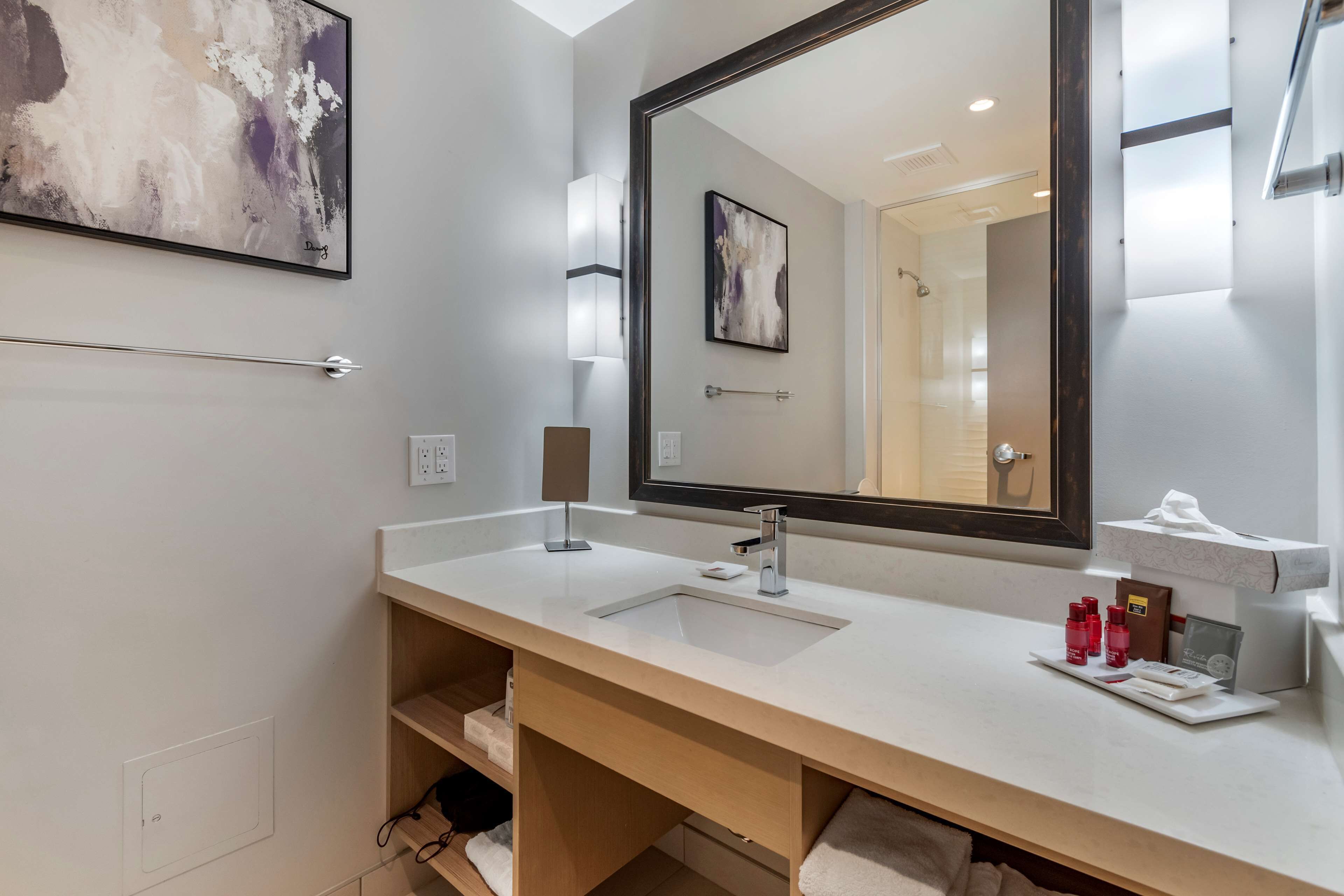 free toiletries, hair dryer, towels