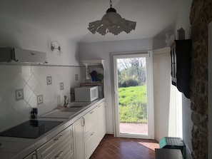 Réfrigérateur, micro-ondes, plaque de cuisson, cafetière/bouilloire