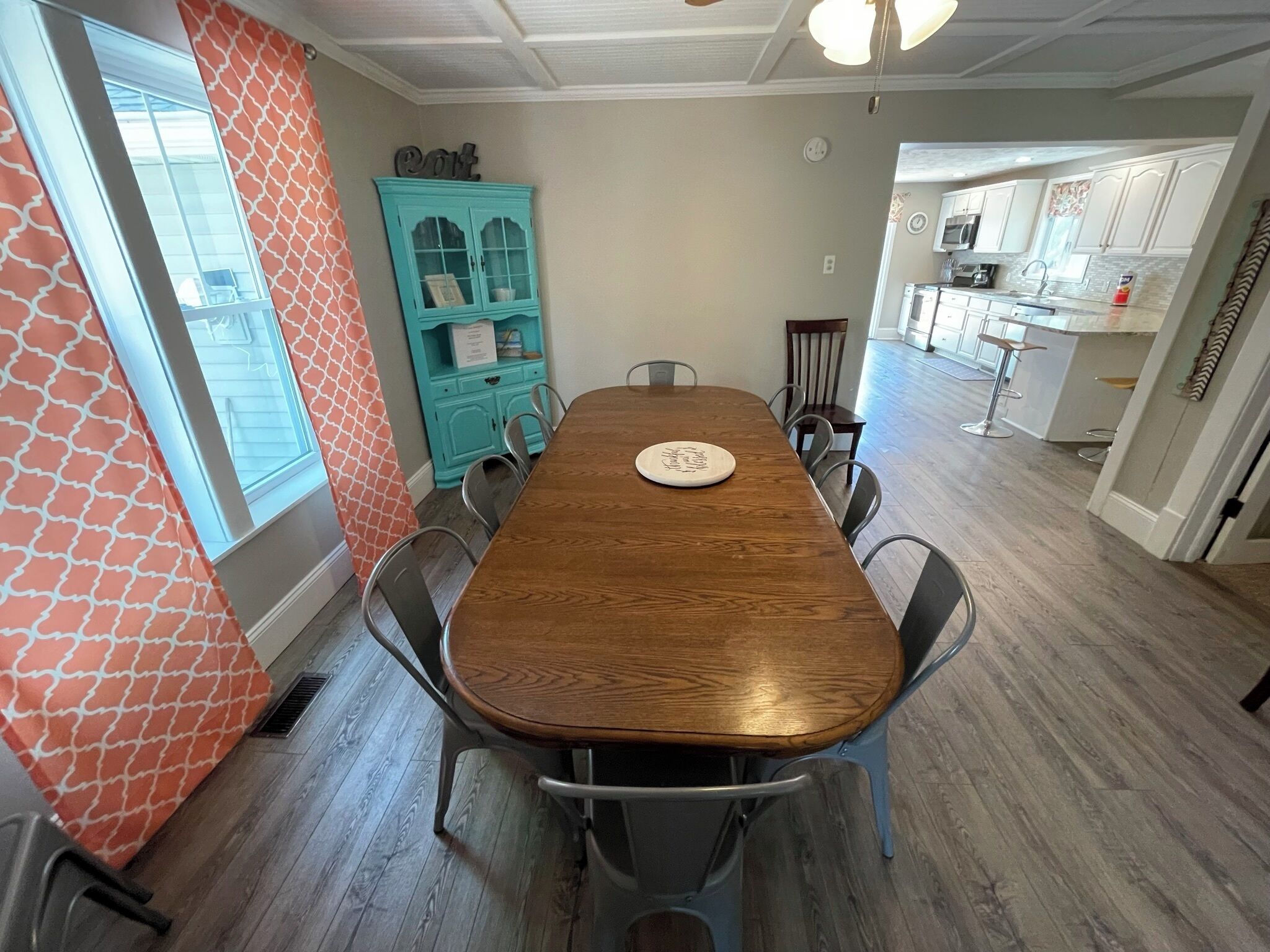 8 foot dining table in the dining room