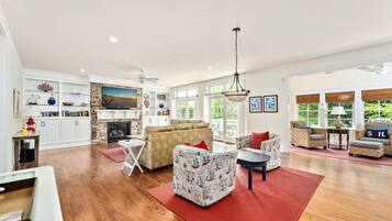 电视、壁炉、DVD 播放器、乒乓球