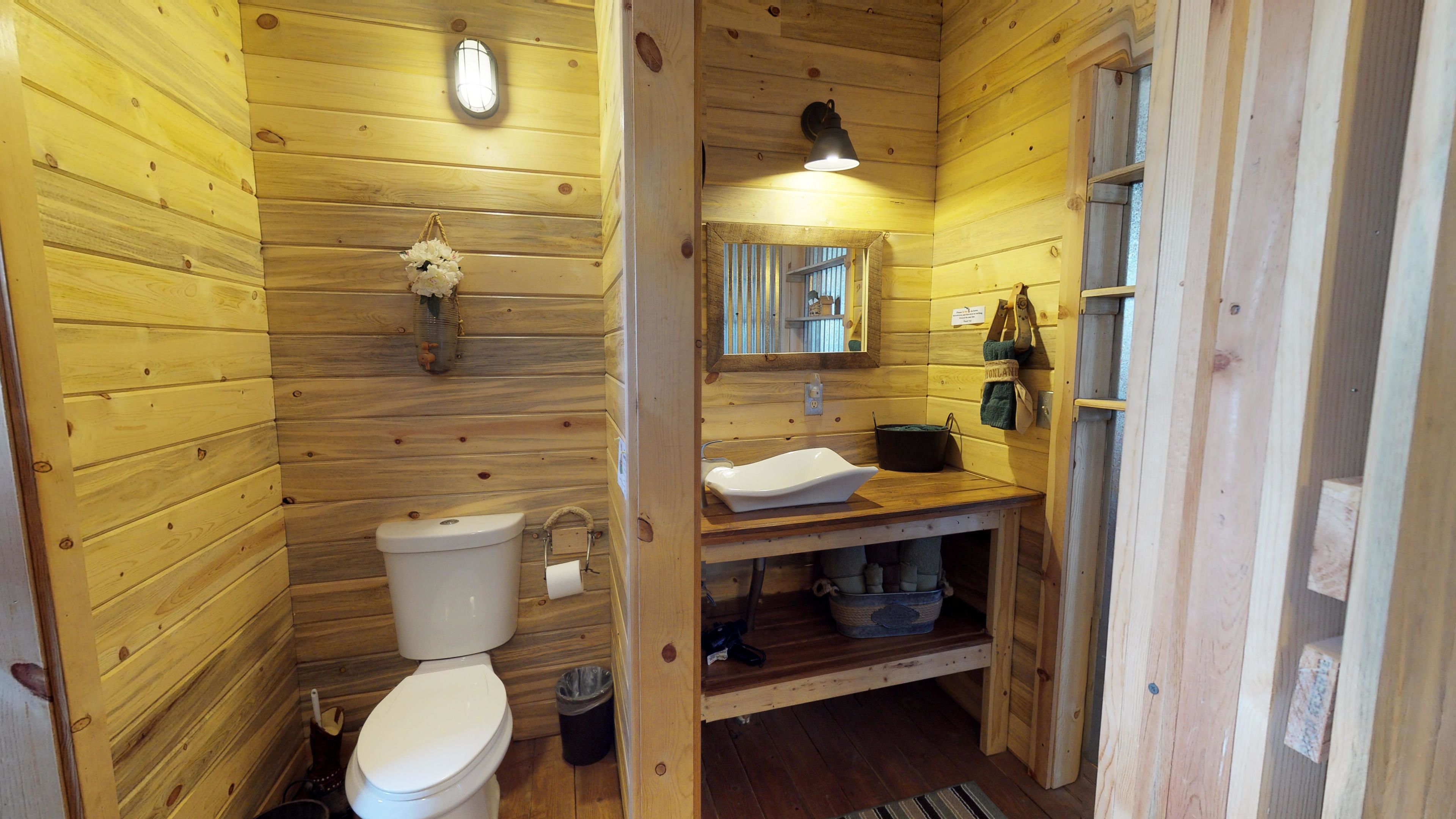 Hytte (Stunning Cabin in The Western Barn, B) | Bad | Dusj, hårføner og håndklær