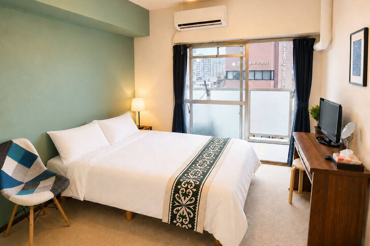 Apartamento, 1 cama doble, balcón, vistas a la ciudad (604) | 1 dormitorio, escritorio, tabla de planchar con plancha y wifi gratis