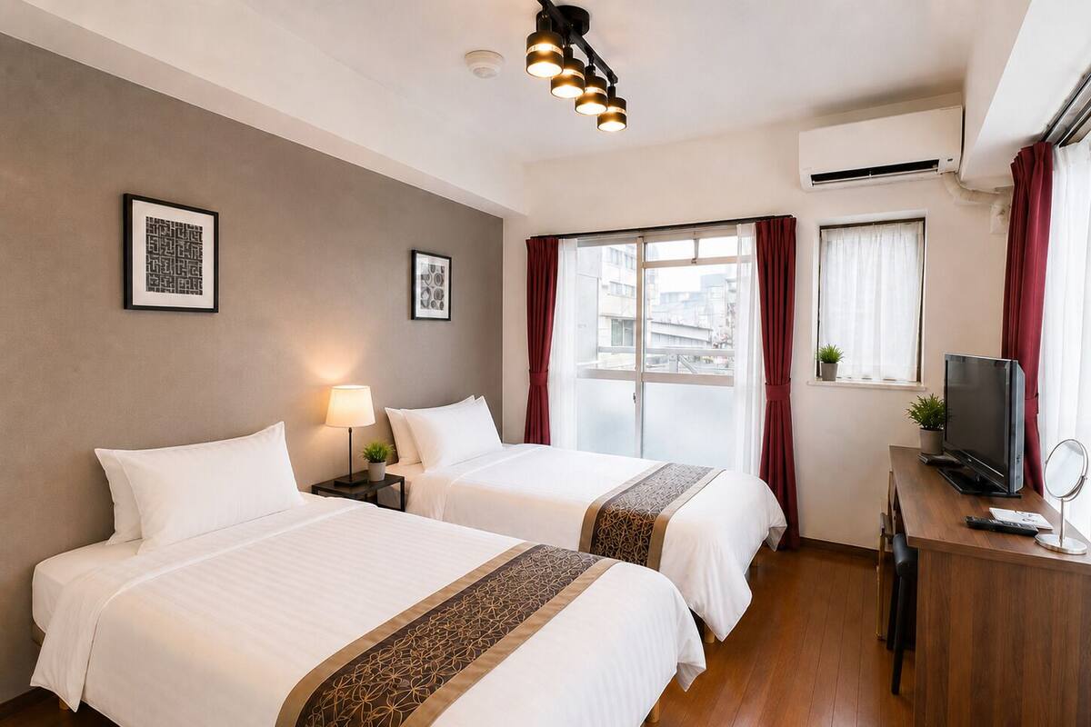 Apartamento, 2 camas individuales, balcón, vistas a la ciudad (701) | 1 dormitorio, escritorio, tabla de planchar con plancha y wifi gratis