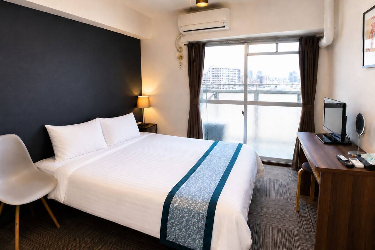 Apartamento, 1 cama doble, balcón, vistas a la ciudad (1104) | 1 dormitorio, escritorio, tabla de planchar con plancha y wifi gratis