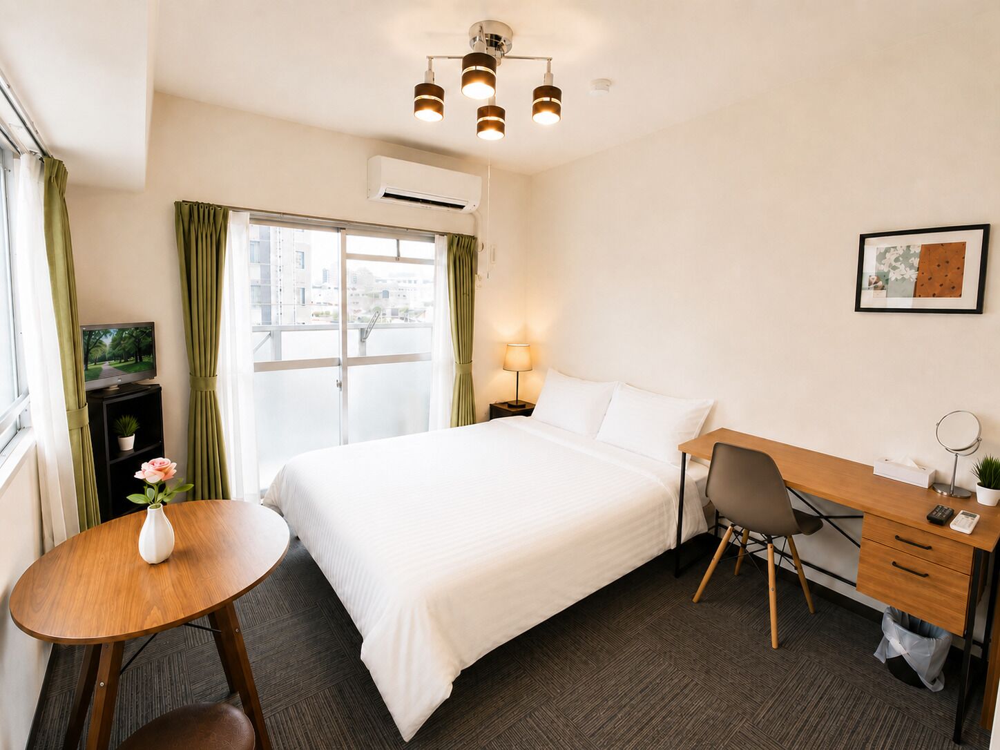 Apartamento, 1 cama de casal, sacada, vista para a cidade (505) | 1 quarto, escrivaninha, ferros/tábuas de passar roupa, Wi-Fi de cortesia