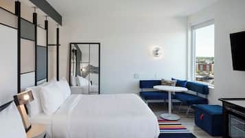 Lit avec matelas à plateau-coussin, coffre-fort, décor unique