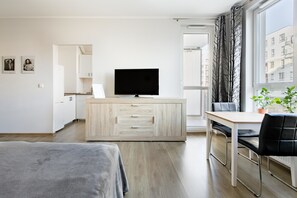 Design-lejlighed | Opholdsområde | Fladskærms-tv