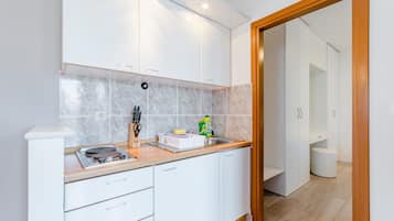 Apartment, 2 Bedrooms, Terrace | Private kitchenette | Fridge, stovetop, coffee/tea maker, electric kettle