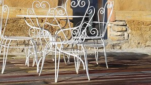 Outdoor metal chairs and a table on a wooden deck. - very quiet rural house (hodeng-hodenger)