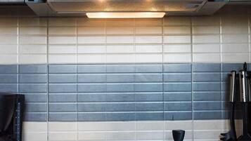 Luxury Apartment | Private kitchen | Fridge, microwave, oven, stovetop