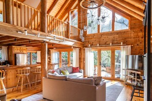 Smart TV, fireplace, DVD player, books