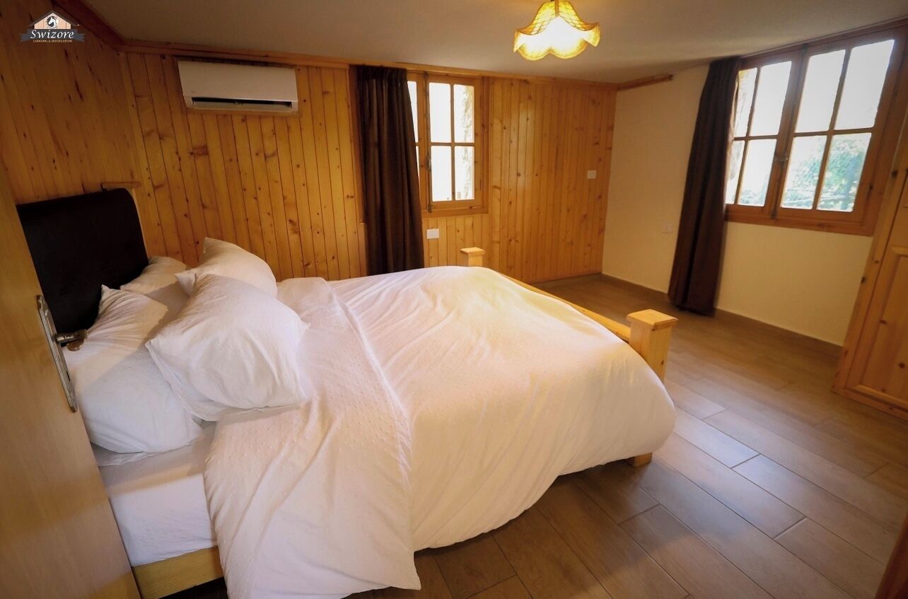 Desk, laptop workspace, blackout curtains, free WiFi