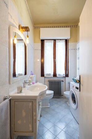 Ducha, secador de pelo, bidé y toallas