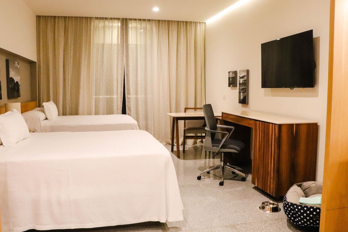 Minibar, caja de seguridad en la habitación y escritorio