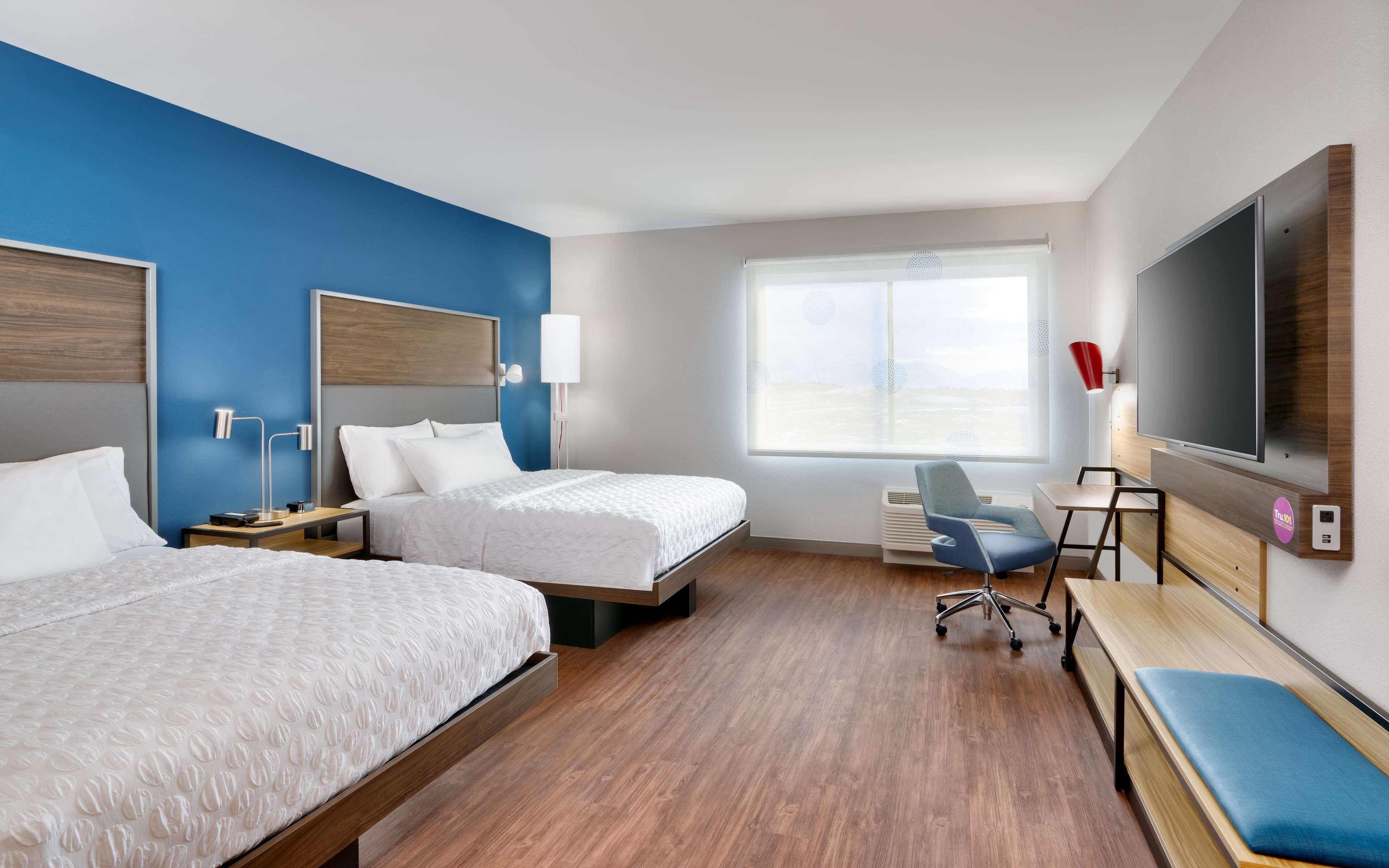 individually furnished, desk, laptop workspace, blackout curtains